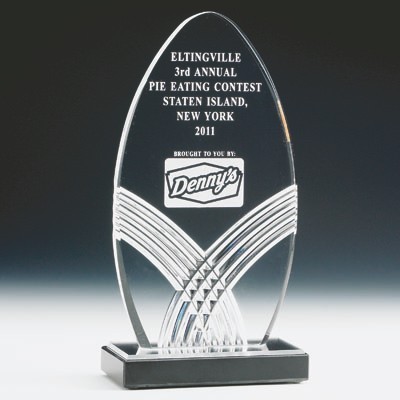 9 ½" Oval Acrylic Trophy w/Reflective Marble Base