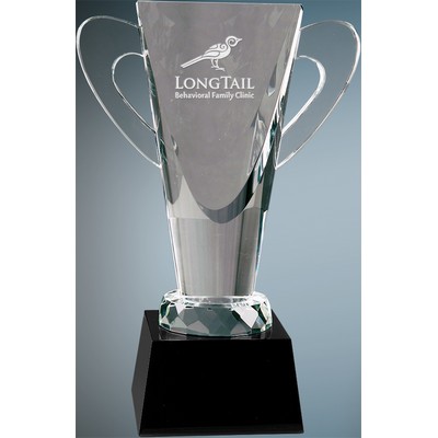 9" Crystal Cup On Black Pedestal Base