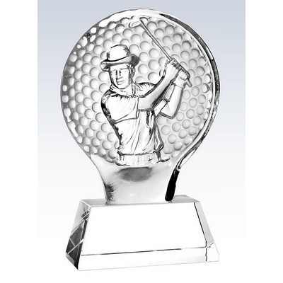 Molten Glass Golfer on Crystal Base Champion Award, Small (7-1/4"H)