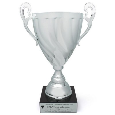 17" Italian Silver Trophy Cup w/Swirl Pattern