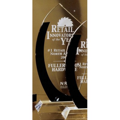 10" Black/Clear Curved Crystal Award