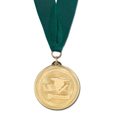 Graduate Brite Laser Medal w/Grosgrain Neck Ribbon (2")