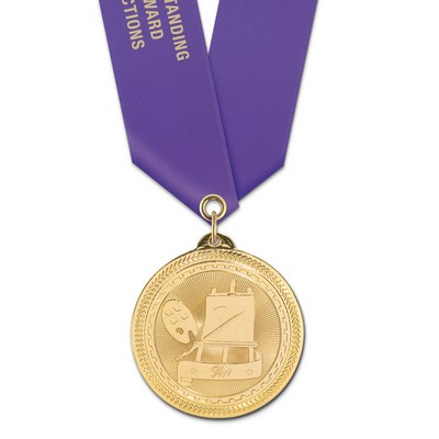 Art Brite Laser Medal w/Satin Neck Ribbon (2")