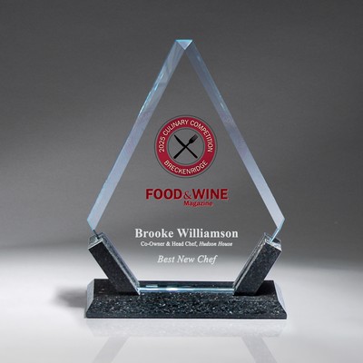 Diamond Bevel Glass and Marble Pillar Base (Large)