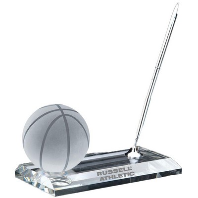 Crystal Basketball with Pen Stand Set