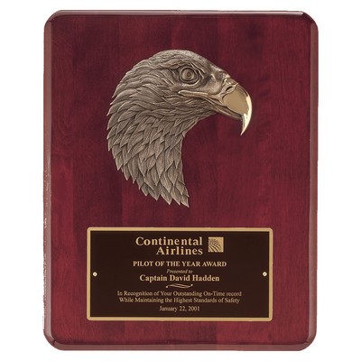 Rosewood Piano Finish Plaque with Eagle Head Cast