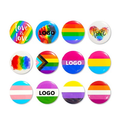 LGBT Pride Rainbow Brooch Badge Round Button Pin