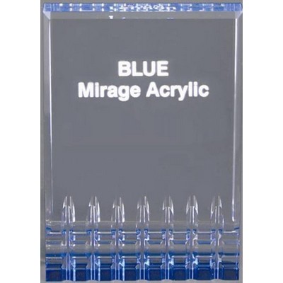 Acrylic Mirage Blue Reflective Award w/ Faceted Bottom 5" x 7"