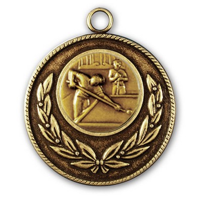 Stock Classic Wreath With Rope Edge 2" Medal- Billiards