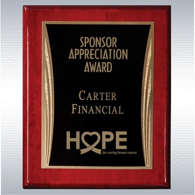 7" x 9" Rosewood Piano Finish Plaque with Black Showtime Plate