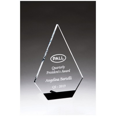 9" Diamond Series Clear Acrylic with Black Accent and Silver Post