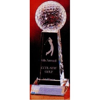 Crystal Series 3 1/4"x9" Crystal Spinning Golf On Magnificent Tower Award