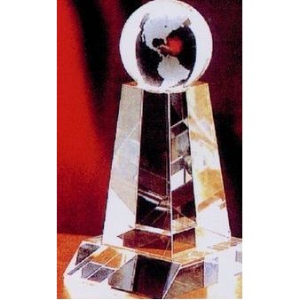 Crystal Series 3 1/4"x7" Crystal Spinning World On Magnificent Tower Award