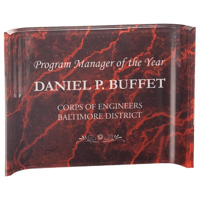 Red Marbleized Acrylic Crescent Award (8"x6")