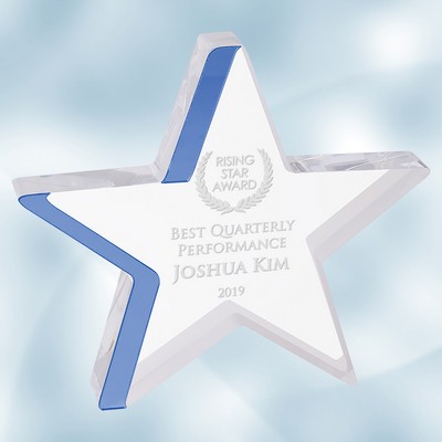 Acrylic Star Award w/ Blue Edge (L)