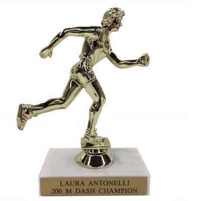 6 ½" Female Track Trophy w/Marble Base
