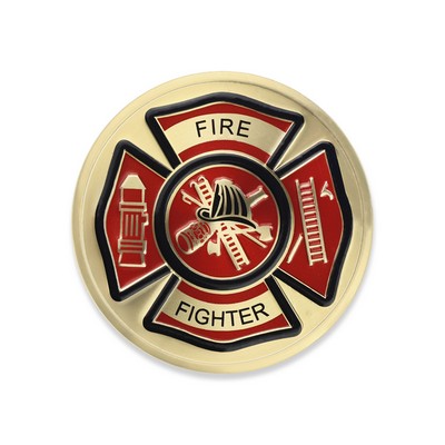 2" Litho Printed Fire Department Emblem Gold Medallion Insert Decal