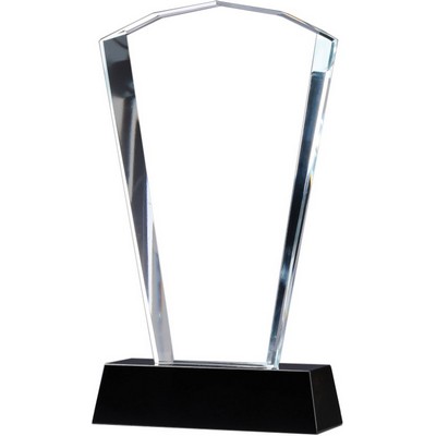 Crystal Fan Award with Onyx Base, 8 1/4"H