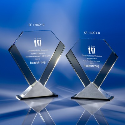 The Perfection Glass Award with Gray Trims (9"H)