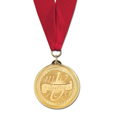 Spelling Brite Laser Medal w/Grosgrain Neck Ribbon (2")