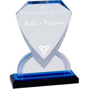 Shield Acrylic Award, Blue, 9"H