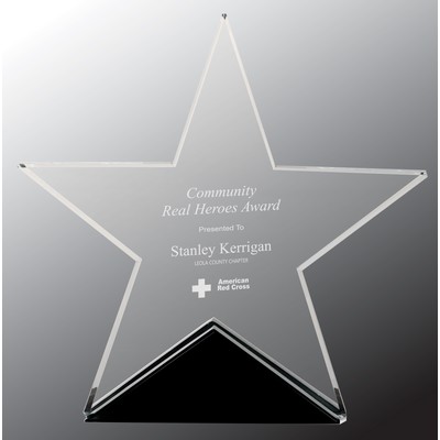 63/4" x 61/2" Clear Glass Star on Black Base