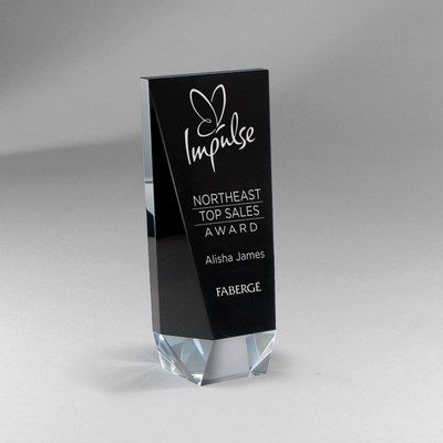 Slant Front Black And Clear Crystal Obelisk (3"x8.5"x3.125")
