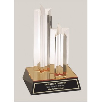 9.5" Double Star Column Acrylic Award