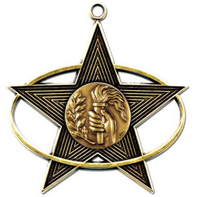 Stock All-Star 3" Medal- Torch & Hand