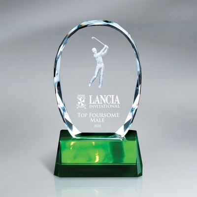 Crystal Oval with Golfer on Green Base (3"x5 3/4")