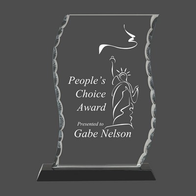 Scroll Facet Glass Award on Black Base (9½")