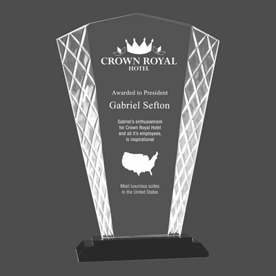 Fan Accent Glass Award on Black Base (9½")