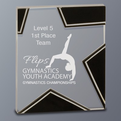 Star Glass Plaque with Silver and Black Accents, Small (4-1/2"x5-1/2")