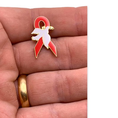 Red Awareness Ribbon w/Dove Lapel Pin