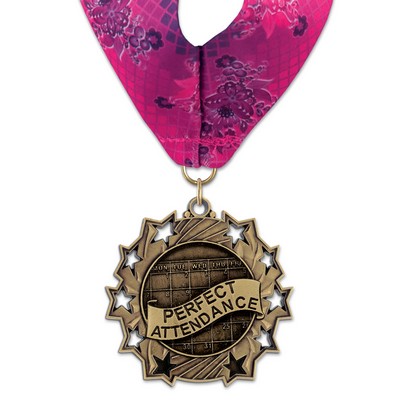 Perfect Attendance TS Medal w/Stock Millennium Neck Ribbon (2¼")