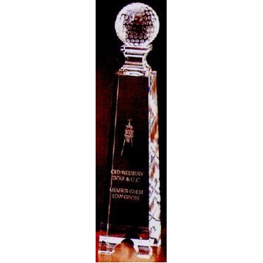 Crystal Series 2 1/2"x11" Crystal Golf On Gate Tower Award