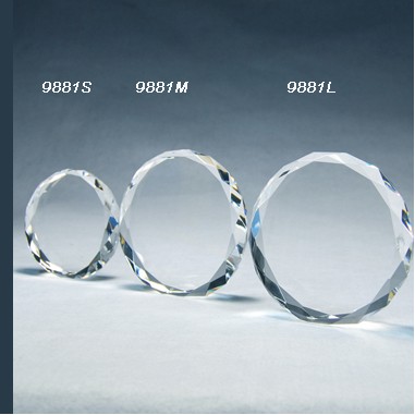 Round Upright Standing Crystal Trophy - Small (Laser Engraving)