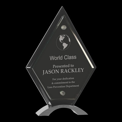 Diamond Black Piano Finish Floating Jade Glass Standup Award (10")