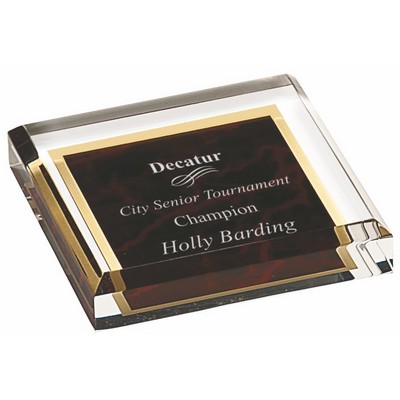 Red Marbleized Acrylic Paperweight (3 3/4" x 3 3/4")