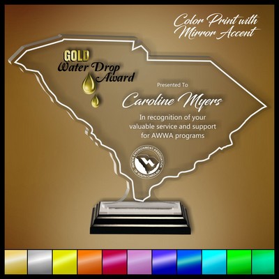 10" South Carolina Clear Acrylic Award with Color Print and Mirror Accent