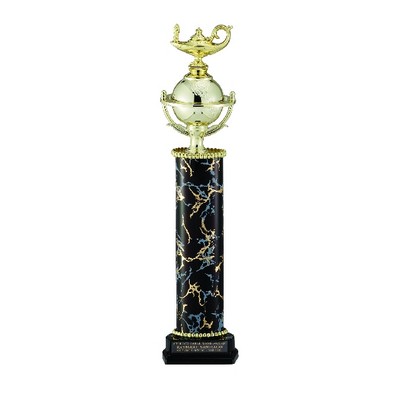 Black/Gold One Column Trophy (Takes Figures)