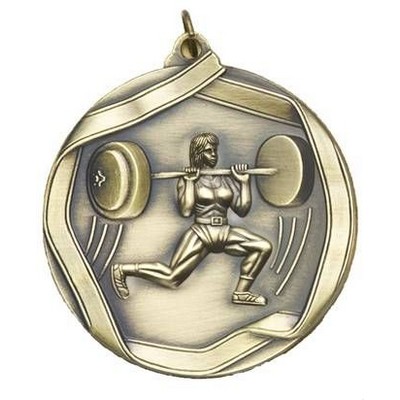 Medal "Weight Lifter-Female" - 2-1/4" dia. Die Cast