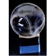 Optic Crystal Baseball Award w/Base (4-5/8"x3-1/8")