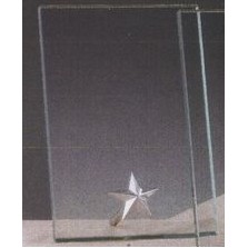 Clear Glass Award w/Silver Star Accent & Silver Plastic Plaque Mounts (5"x7.5")