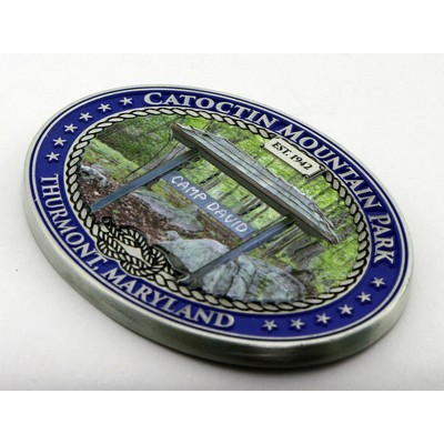 UVover3D Cast Zinc 3D Challenge coin with Full color UV imprint, size 1 1/2" to 4" Dia