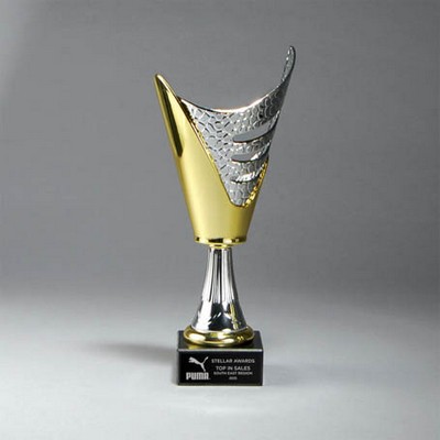 Small Gold/Silver Plastic Cup on Marble