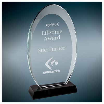 8 3/4" Oval Halo Glass with Black Base