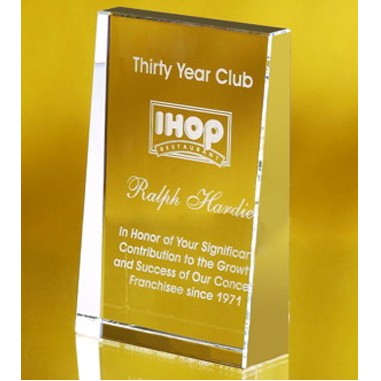 Vertical Baldwin Crystal Award - Large (Screened)