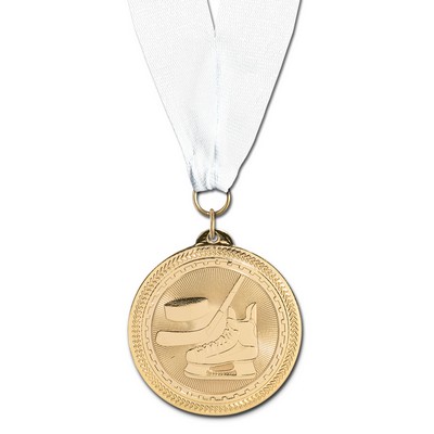 Hockey Brite Laser Medal on Grosgrain Neck Ribbon (2")