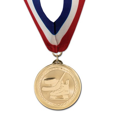 Hockey Brite Laser Medal w/Stock Millennium Neck Ribbon (2")